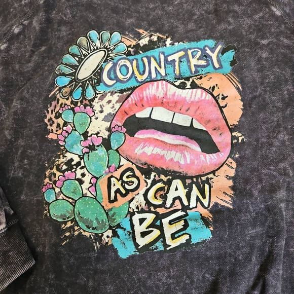 Country As Can Be Sweatshirt Sweater Large Grey - Picture 2 of 5